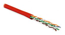Кабель витая пара неэкранированная U/UTP категория 5e 4 пары (24 AWG) многожильный (patсh) LSZH нг(С)-HF красный, Hyperline UUTP4-C5E-P24-IN-LSZH-RD-100 (100 м) | код 243610 | Hyperline