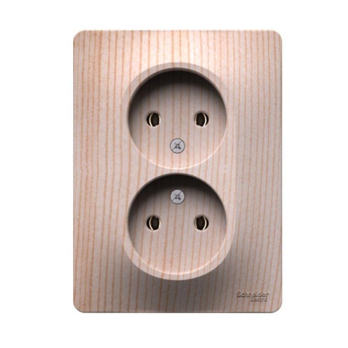 Розетка двойная Glossa 16А без заземл. в сборе сосна | код GSL001520 | Systeme Electric