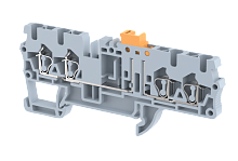 Клемма проходная пружинная 2,5 мм2 с размыкателем на 4 подключения, серая SQK2.5-2X2-GREY | код 2102150000 | Elmex