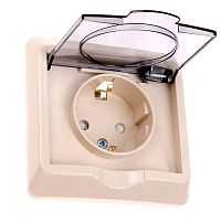 Розетка ETUDE, скрытый монтаж, с заземлением, с крышкой, со шторками, кремовый | код. PC16-044K | Schneider Electric