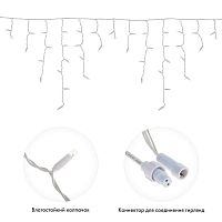 Гирлянда "Айсикл" (бахрома) 4.8х0.6м 152LED тепл. бел. 9.5Вт 220В IP65 провод бел. | код 255-138-6 | Neon-Night