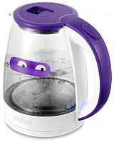 Чайник электрический Kitfort КТ-6167 1.8л. 2200Вт белый/фиолетовый корпус: стекло/пластик | код 1893536 | KITFORT