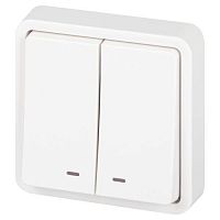 Выключатель Эксперт 11-1525-01 двойн. с подсветкой IP55 10АХ-250В СУ бел. Эра Б0063304