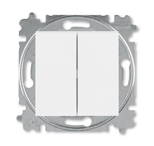 Выключатель кнопочный двухклавишный ABB Levit белый / белый 3559H-A87445 03W | код 2CHH598745A6003 | ABB