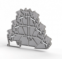 307 559, Клеммник 3-х ярусный пружинный быстрозажимной (Push in), 2,5 мм.кв. со внутренней перемычкой (серый), PYK 2,5-3FK | код 0.0.0.3.07559 | KLEMSAN