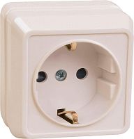 Розетка ОКТАВА, открытый монтаж, с заземлением, кремовый | код. ERO11-K33-16-DC | IEK