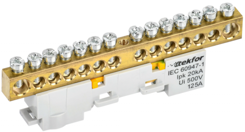 TEKFOR Шина PE земля неизолированная на универсальном держателе 8х12-14-Ж IEK | код TF-NN20-14-DL-K05 | IEK