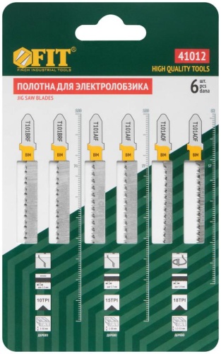 Набор полотен для электролобзика 6 шт (T101BRFx2, T101AOF x2, T101AIF x2) | код 41012 | FIT фото 2