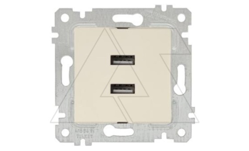Rita - Розетка 2xUSB Type A, сл.кость | код 2200-449-0102 | Mutlusan