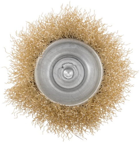 Кордщетка чашечная, со шпилькой, стальная латунированная волнистая проволока 65 мм | код 38467 | FIT фото 3 Кордщетка чашечная, со шпилькой, стальная латунированная волнистая проволока 65 мм | код 38467 | FIT фото 3