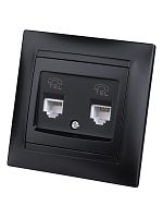 Розетка двойная телефонная RJ11 графит Лама TDM | код SQ1815-0618 | TDM