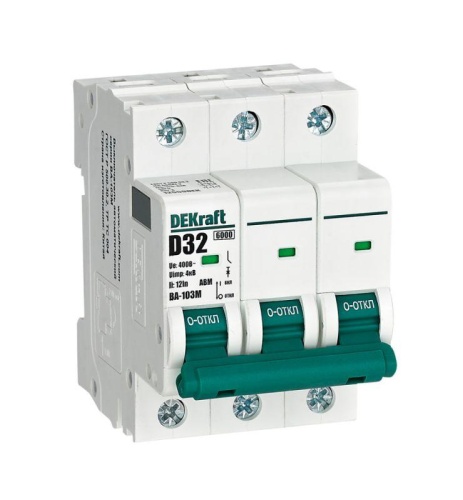 Выключатель автоматический модульный 3п D 32А 6кА ВА-103M без теплозащиты | код. 12559DEK | DEKraft Выключатель автоматический модульный 3п D 32А 6кА ВА-103M без теплозащиты | код. 12559DEK | DEKraft