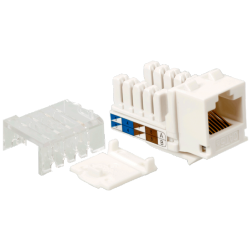 Модуль Keystone, RJ45, кат.5E, UTP, 90 градусов, узкий, со шторкой, белый | код LAN-OK45U5E/90N-WH | LANMASTER