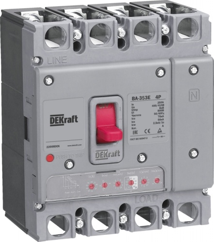 Силовой авт. выкл. с электрон. расц. 4P 32А 70кА ВА-353E | код 22656DEK | DEKraft Силовой авт. выкл. с электрон. расц. 4P 32А 70кА ВА-353E | код 22656DEK | DEKraft