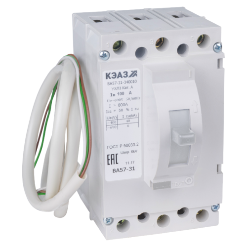 Автоматический выключатель ВА57-31-801810-100А-220DC-НР230AC/220DC-УХЛ3-КЭАЗ (1 шт.) КЭАЗ | код 108498 | КЭАЗ