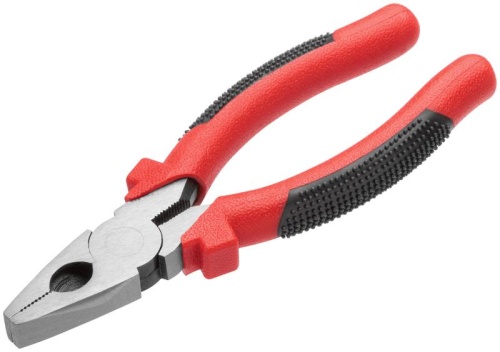 Плоскогубцы комбинированные ''Стандарт'' красно-черные пластиковые ручки, полированная сталь 165 мм | код 48165 | FIT