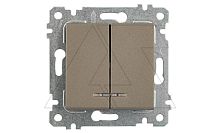 Rita - Выключатель двухклавишный с подсветкой, пруж. зажимы, антрацит | код 2200-426-0186 | Mutlusan