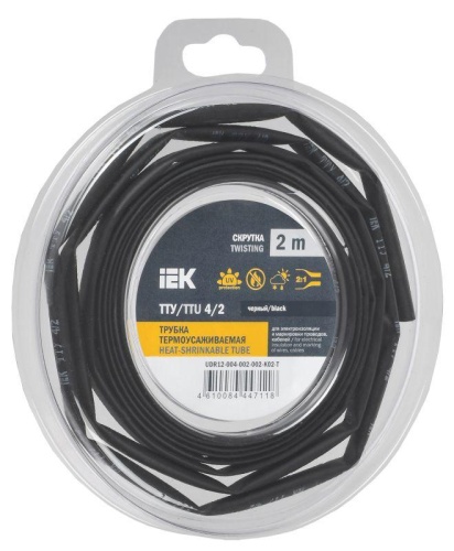Трубка термоусадочная ТТУ нг-LS 4/2 черн. (уп.2м) | код UDR12-004-002-002-K02-T | IEK