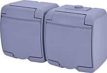 Розетка 2-я (Schuko) (серая крышка) (IP44/54) RHE-2s-SR | код 004668072 | ETI