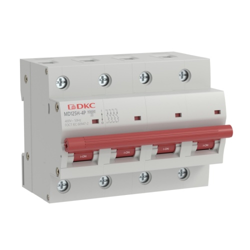 Автоматический выключатель модульный YON max типа MD125H, 10кА, 4 полюса, хар-ка B, 100А | код MD125H-4PB100 | DKC