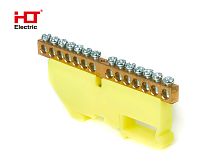 Шина N ноль на DIN-изол ШНИ-6х9-14-Д-желтый HLT | код 081-03-06 | HLT