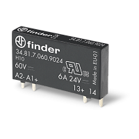 Ультратонкое твердотельное реле, монтаж на печатную плату, выход 0,2A(220В DC), вход 60В DC, влагозащита RTIII | код 348170607220 | FINDER