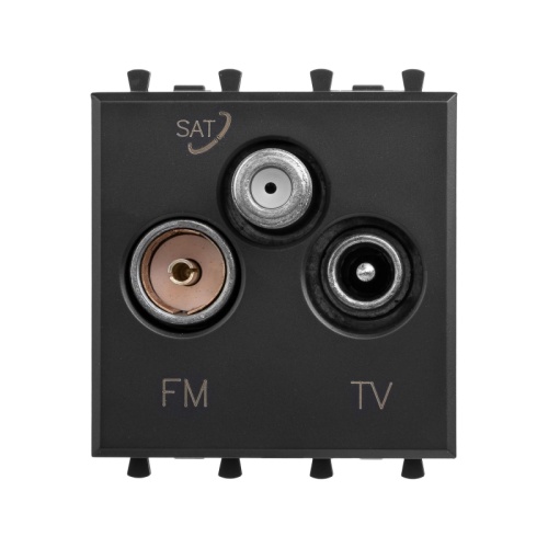 Розетка TV-FM-SAT модульная, Avanti, Черный матовый, 2 модуля | код 4412532 | DKC