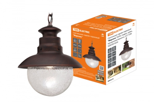 Светильник садово-парковый Марсель 60 Вт, подвес, алюм., прозрачное/махагон, Е27, TDM | код SQ0330-0234 | TDM Светильник садово-парковый Марсель 60 Вт, подвес, алюм., прозрачное/махагон, Е27, TDM | код SQ0330-0234 | TDM