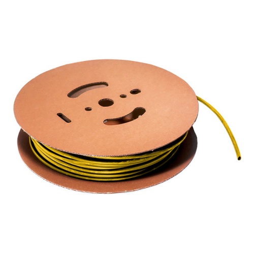 Термоусадочная трубка без клеевого слоя RUICHI, коэффициент усадки 2:1, катушка 100 м, диаметр 6 мм, желтая | код 60663 | Ruichi