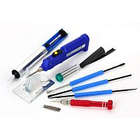 Набор для пайки REXANT (паяльник 8 Вт, оловоотсос, подставка, припой, отвертка, интрумент для монтажа) | код 12-0167 | REXANT