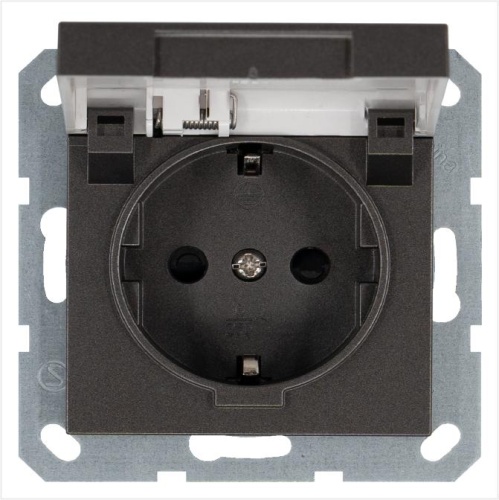 Розетка Schuko с крышкой и защитными шторками 16A 250V~ 2P+T, цвет Мокко | код G5505Z | Jasmart