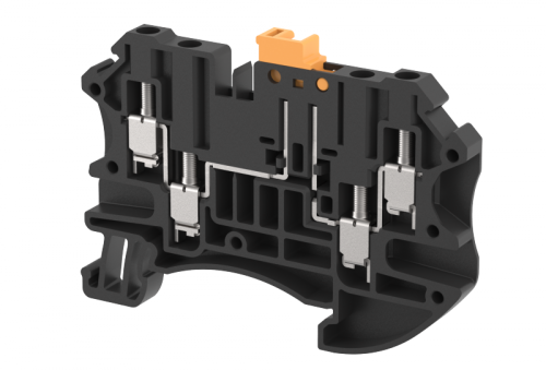 Клемма проходная винтовая 2,5 мм2 с размыкателем, на 4 подключения, черная TQK2.5-2X2-BLACK | код 1202150005 | Elmex