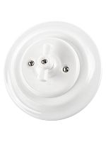 Выключатель скрытой установки фарфоровый поворотный перекрёстный с ручкой (бантик) 10А белый «Болонь | код SQ1820-0016 | TDM