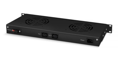 Модуль вентиляторный 19', 2 вентилятора, с цифровым термодатчиком, цвет черный (RAL 9004) | код 8615c | Cabeus фото 2