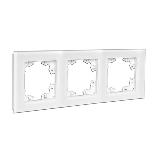 Афина рамка стеклянная трехместная универсальная белая (еврослот) | код 2244 | Universal фото 2