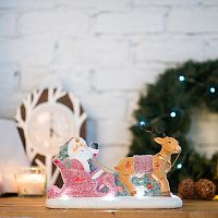 Керамическая фигурка Дед Мороз в санях 30.5х12.2х17.2 см | код 505-029 | NEON-NIGHT