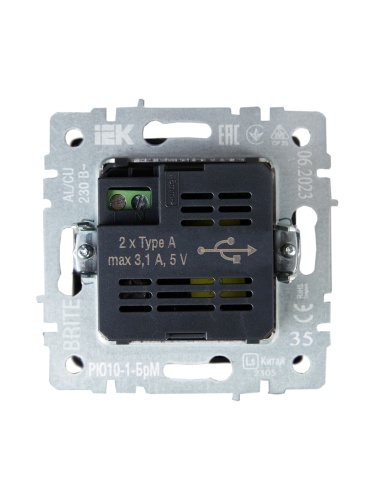 BRITE Роз. USB A+A 3,1А РЮ10-1-БрМ мар. IEK | код BR-U21-D31-K35 | IEK фото 4