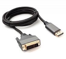 Кабель DisplayPort->DVI Cablexpert CC-DPM-DVIM-4K-6, 4K, 1.8м, 20M/25M, нейлоновая оплетка, метал. разъемы, пакет | код CC-DPM-DVIM-4K-6 | Cablexpert
