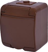 Розетка 1-я (Schuko) (коричневая крышка) (IP44/54) RHE-1s-KR | код 004668050 | ETI