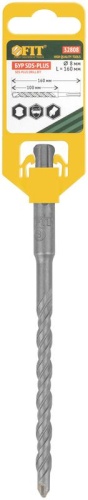 Бур по бетону SDS PLUS профи W-образная вставка двойная спираль 8х160мм FIT 32808 фото 3 Бур по бетону SDS PLUS профи W-образная вставка двойная спираль 8х160мм FIT 32808 фото 3
