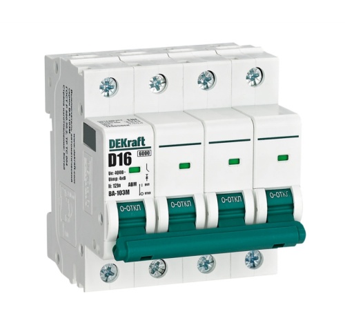 Авт. выкл. без теплозащиты 4P 16А х-ка D 6кА ВА-103M | код 12565DEK | DEKraft Авт. выкл. без теплозащиты 4P 16А х-ка D 6кА ВА-103M | код 12565DEK | DEKraft