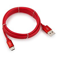 Кабель USB 2.0 Cablexpert CC-S-USBC01R-1.8M, AM/Type-C, серия Silver, длина 1.8м, красный, блистер | код CC-S-USBC01R-1.8M | Cablexpert