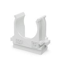 Крепёж-клипса для труб Полистирол белая d20 мм (100шт/1500шт уп/кор) Промрукав | код PR.02720б | ПРОМРУКАВ