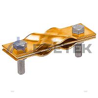 Зажим заземления полоса/пруток — полоса/пруток диагональный, латунь | код 90531-2 | ЕЗЕТЕК