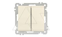 21 - Выключатель двухклавишный, пруж. зажимы, сл.кость | код 2100-402-0102 | Mutlusan