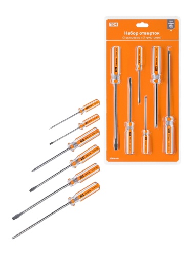Набор отверток 6 шт.: SL:3x75 5x100 6x150, PH:0х75 2x100 2x150 (блистер), CS Гранит TDM | код SQ1013-0102 | TDM