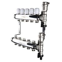 Коллекторная группа НЕРЖ, в сборе, 1"х6 вых. Евроконус 3/4" | код. VTc.588.EMNX.0606 | VALTEC