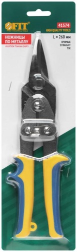 Ножницы по металлу усиленные CrNi профи прорезиненные ручки прямые 260мм FIT 41574 фото 3