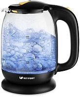 Чайник электрический Kitfort КТ-625-4 1.7л. 2200Вт черный/желтый корпус: стекло/пластик | код 1068121 | KITFORT