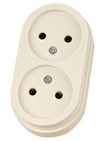 Розетка двойная 2П открытой установки IP20 10А сл. кость Ретро TDM | код SQ1806-0530 | TDM